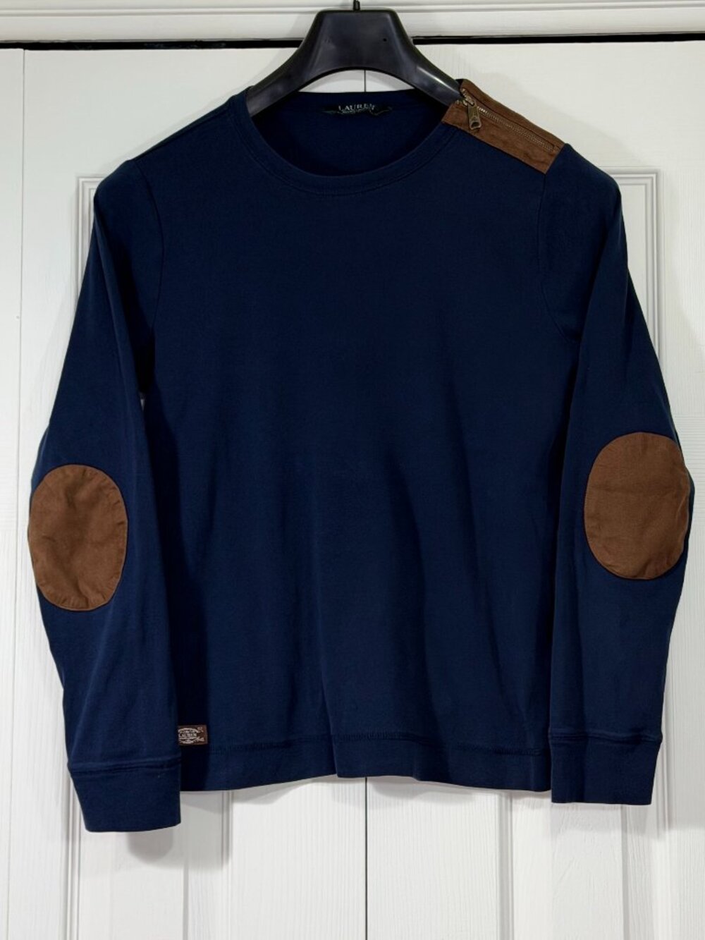 Lauren Ralph Lauren Navy Blue Sweater with Suede Details